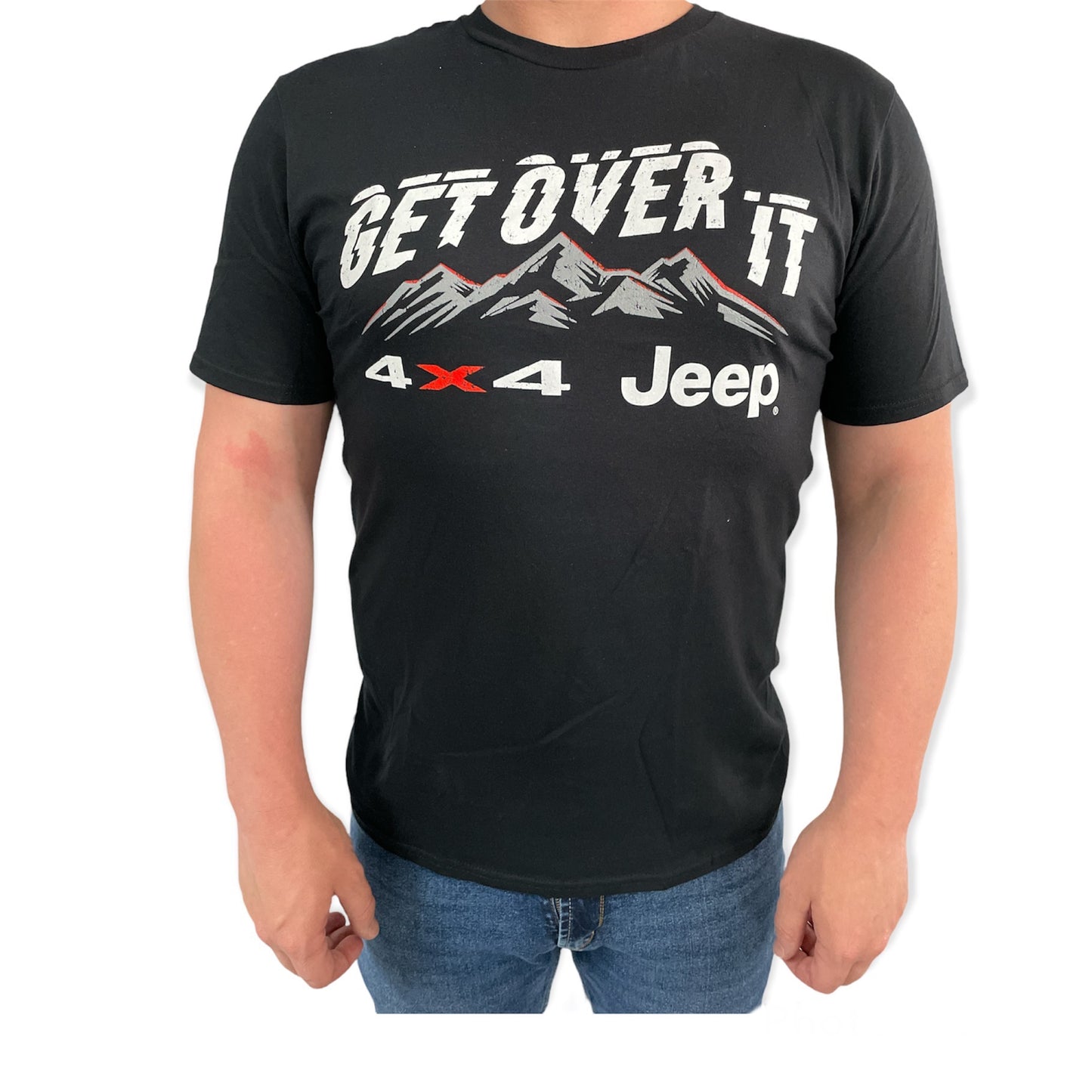 Jeep T-Shirt mit Jeep 4x4 Get Over It Logo Schwarz
