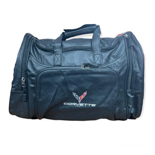 Corvette Reisetasche Sporttasche Duffel Bag Leder Schwarz