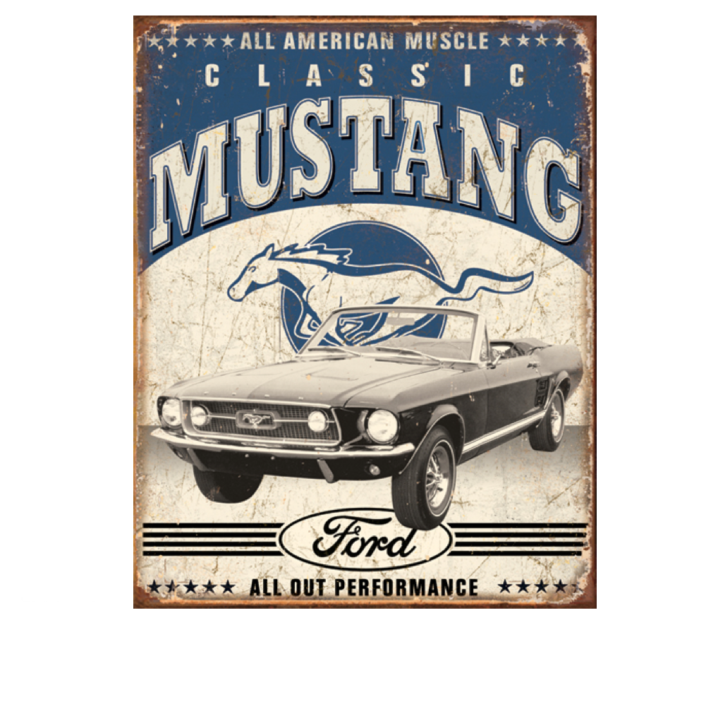 Ford Mustang Blechschild "All American Muscle Classic Mustang"