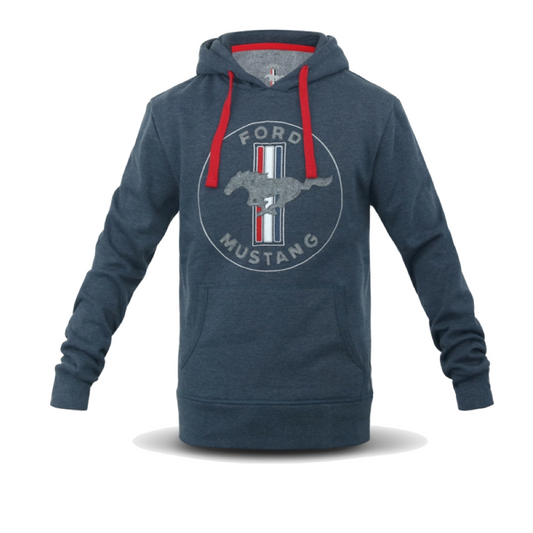 Ford Mustang Hoodie Kapuzenpullover Mustang Tribar Logo Blue Melange