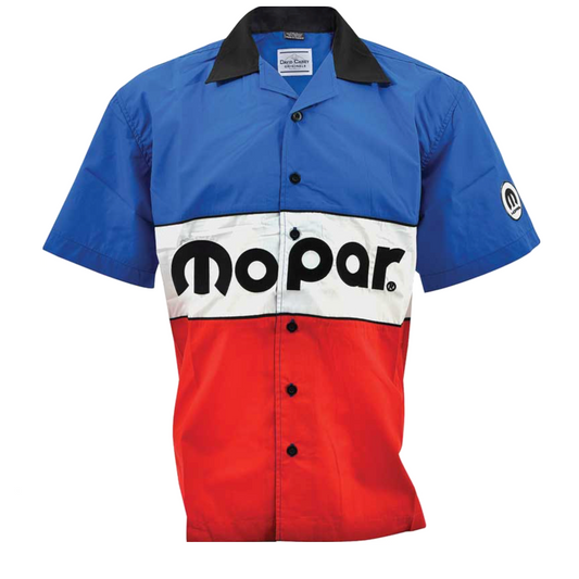 Mopar Pit Crew Shirt Mopar Classic Logo Bestickt Rot/Blau/Weiß