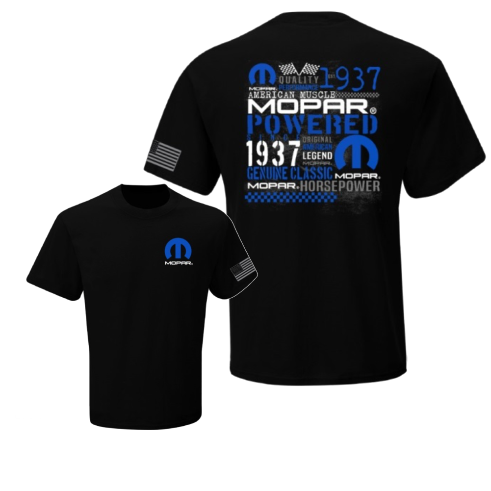 Mopar T-Shirt Mopar Collage US Flag T-Shirt Mopar Power 1937 Schwarz