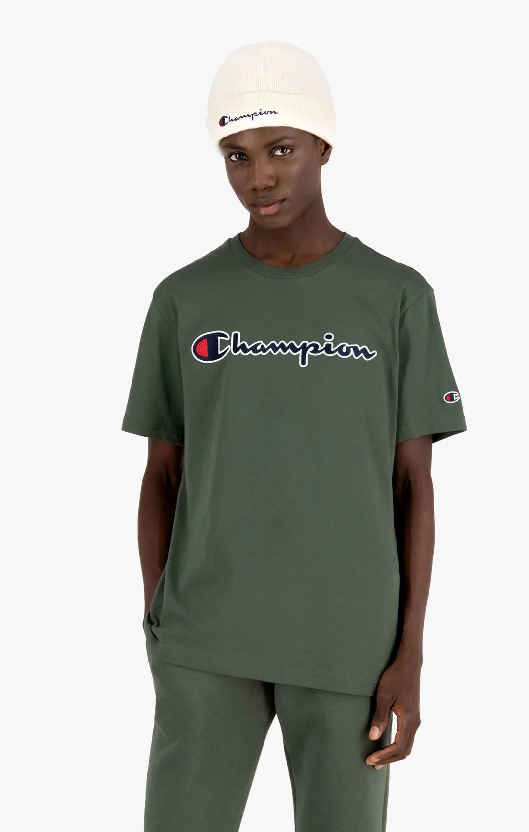 Champion T-Shirt mit Logo Schriftzug Laubgrün 216473