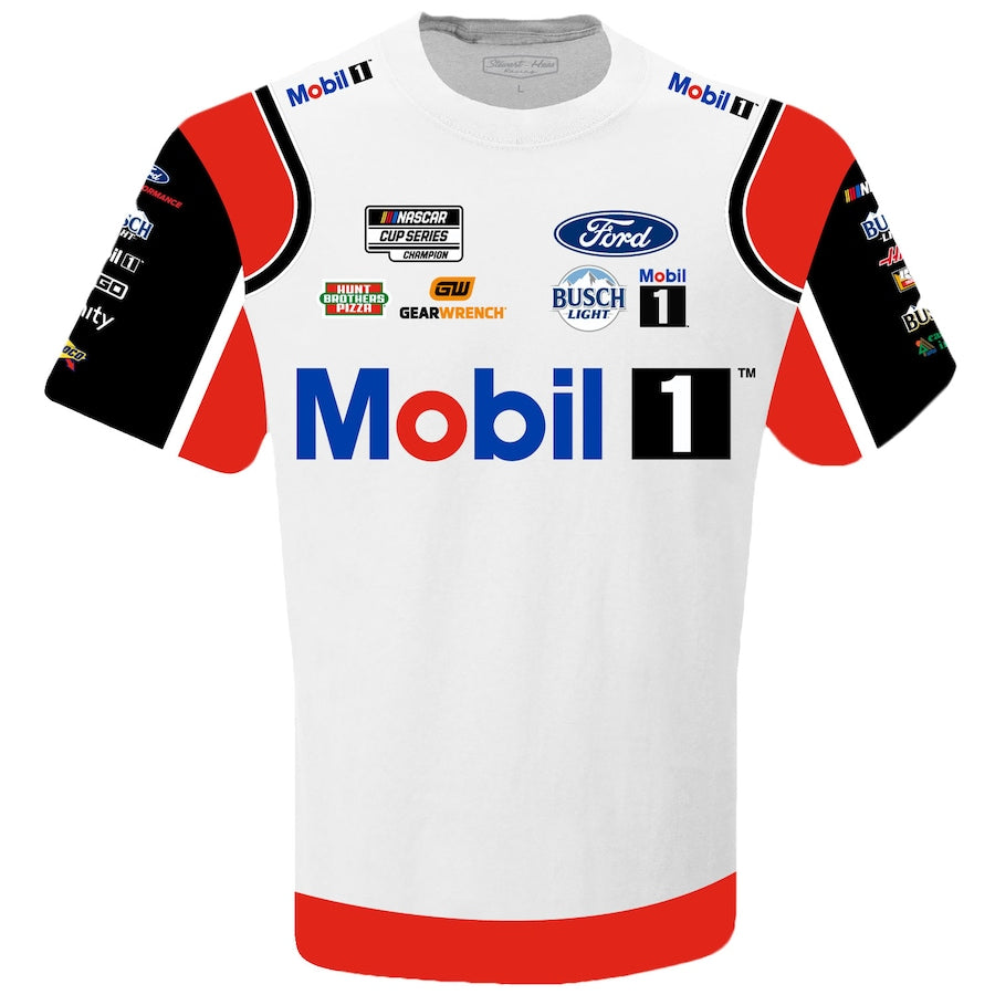 NASCAR T-Shirt Kevin Harvick Sublimated Pit Crew Uniform T-Shirt Mobil 1 Weiß
